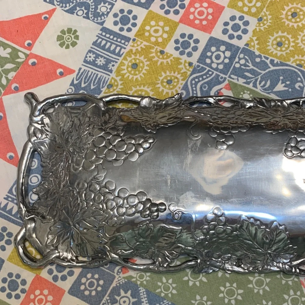 Vintage Arthur Court 1995 Silver Rectangular Grape Motif Tray - Picture 10 of 14